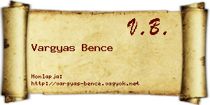 Vargyas Bence névjegykártya